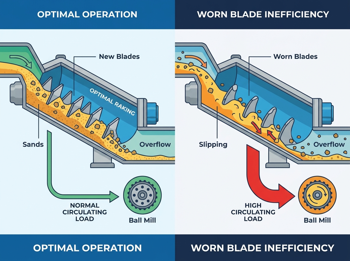 spiral classifier wear blades inside mining equipment